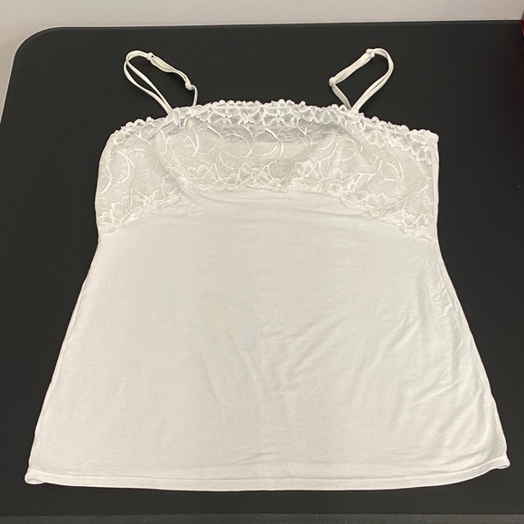 Jezebel Micromodal Spandex White Camisole with Lace Bodice, XL - Picture 9 of 10